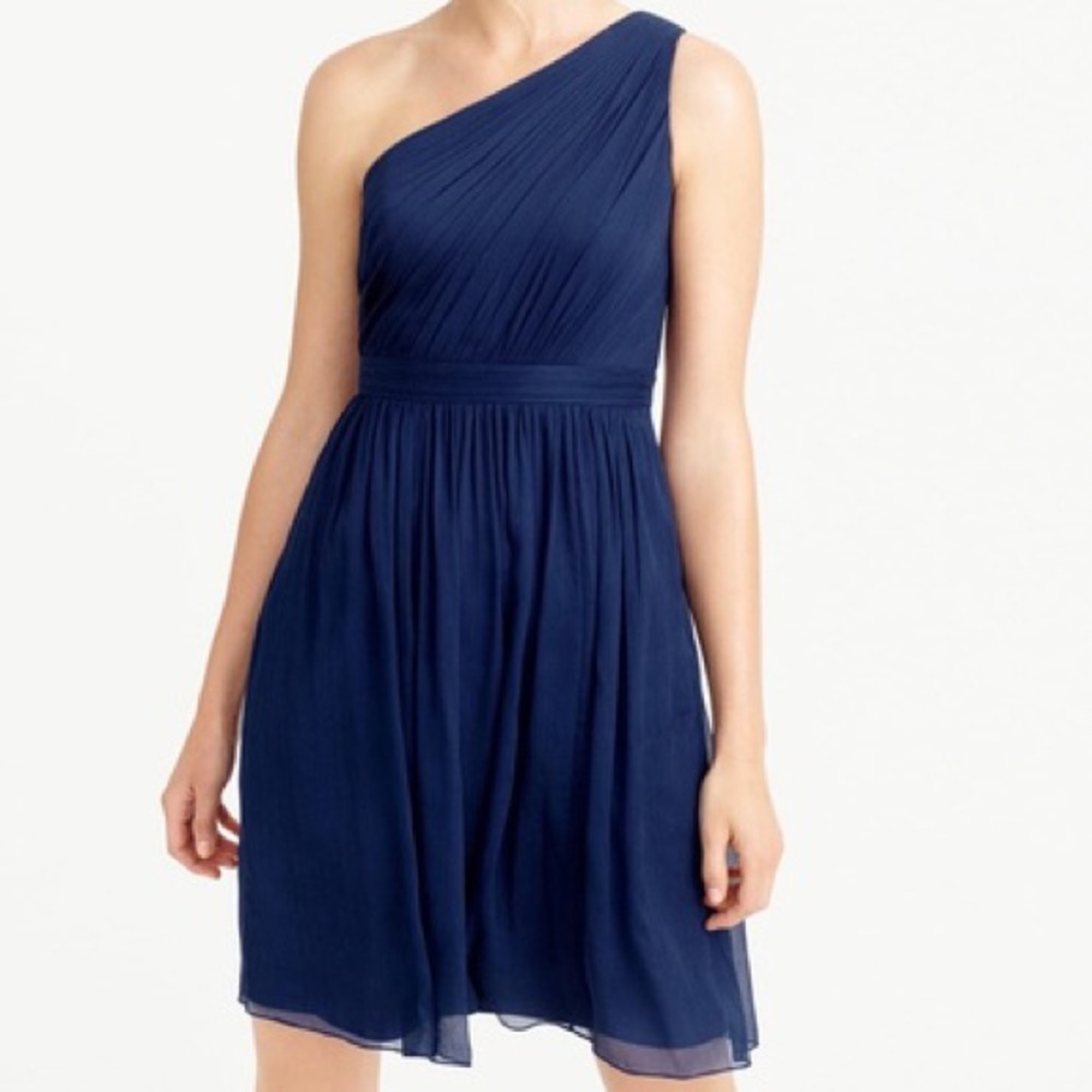 J.Crew Kylie Silk Chiffon Dress Dark Cove/Navy 10